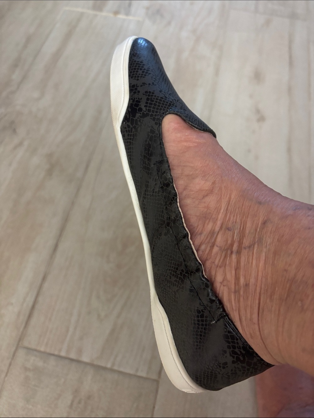 Women's Black Slip-On Ballet Flat with White Sole